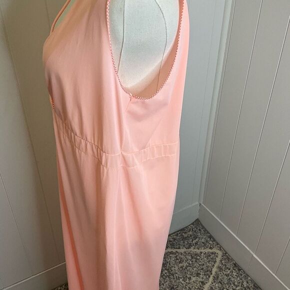 Handmade Womens Size Medium Sleeveless Night Gown Orange Peach Maxi Length - Picture 8 of 9